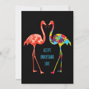 Cartão De Agradecimento Flamingo Aceitar Autismo De Amor Flamingo