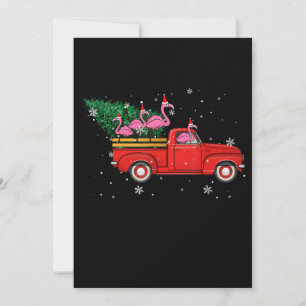 Cartão De Agradecimento Flamingo Andando Caminhão Vermelho Xmas Natal Nat