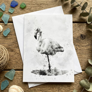 Cartão De Agradecimento Flamingo Aquarela Preto e Branco 01