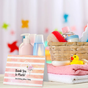 Cartão De Agradecimento Flamingo Baby Shower Thank You