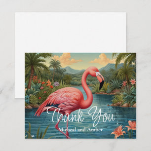 Cartão De Agradecimento flamingo cor-de-rosa