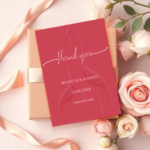 Cartão De Agradecimento Flamingo Coral Vermelho Moderno Elegante