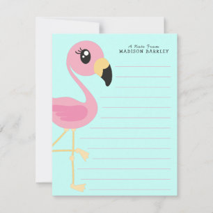Cartão De Agradecimento Flamingo Cute Kids