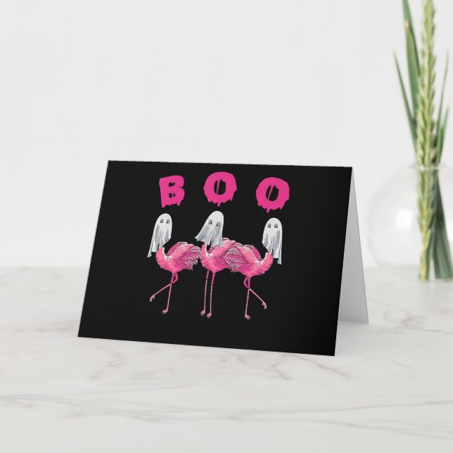 Cartão De Agradecimento Flamingo| Fantasia do Halloween de Flamingo Boo (Frente)