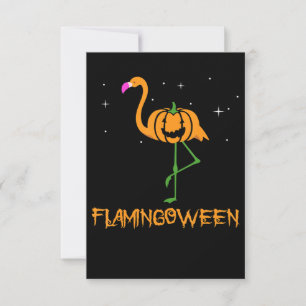 Cartão De Agradecimento Flamingo  Pumpkin Halloween Flamingbetween Bird Pi