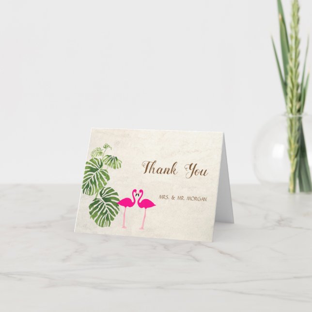 Cartão De Agradecimento Flamingos tropicais (Frente)