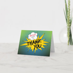 Cartão De Agradecimento Flash de Super-Herói Personalizado Obrigado Super-