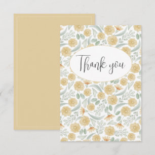 Cartão de Agradecimento Flat com Aquarela Floral
