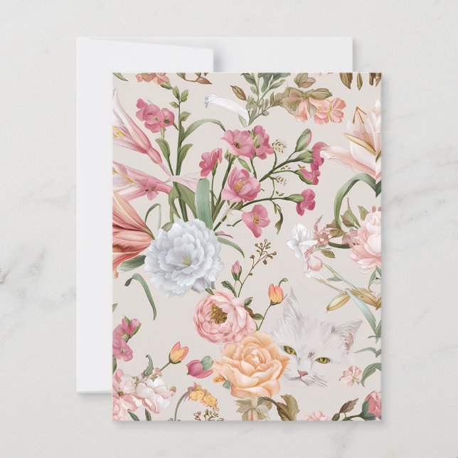 Cartão de Agradecimento Flat com Rosas Cor-de-Rosa (Frente)