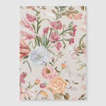 Cartão de Agradecimento Flat com Rosas Cor-de-Rosa