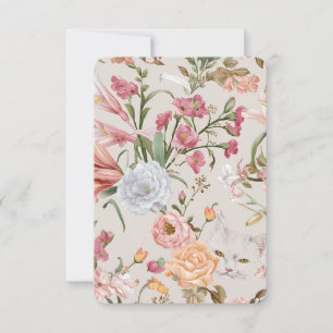 Cartão de Agradecimento Flat com Rosas Cor-de-Rosa