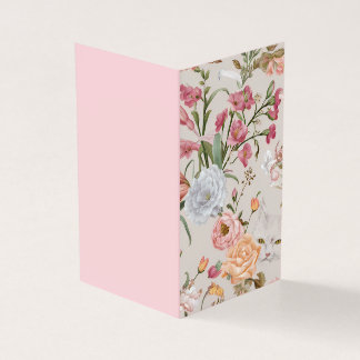 Cartão de Agradecimento Flat com Rosas Cor-de-Rosa