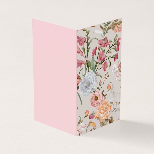 Cartão de Agradecimento Flat com Rosas Cor-de-Rosa (Exterior)