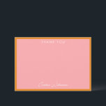 Cartão De Agradecimento Flat de Chá Personalizado Cor-de-Rosa Cor-de-Rosa<br><div class="desc">Cartões de agradecimentos Simples,  Cor de Rosa Cor-de-Rosa,  Chá Plana</div>