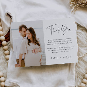 Cartão De Agradecimento Flat de Foto de Script Minimalista Moderno