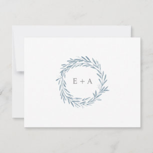 Cartão De Agradecimento Flat Monograma de Terra de Cor Azul