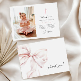 Cartão De Agradecimento Flat Thank You Card Pink Bow With Photo
