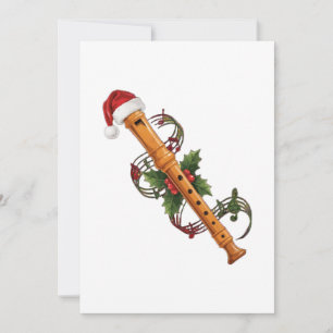 Cartão De Agradecimento Flauta Gravador Instrumento Chapéu de Papai Noel N