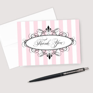 Cartão De Agradecimento Fleur de Lis Rosa Vintage Francês