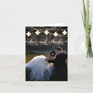 Cartão De Agradecimento Fleur de Lis Rustic Lights   Photo Love e