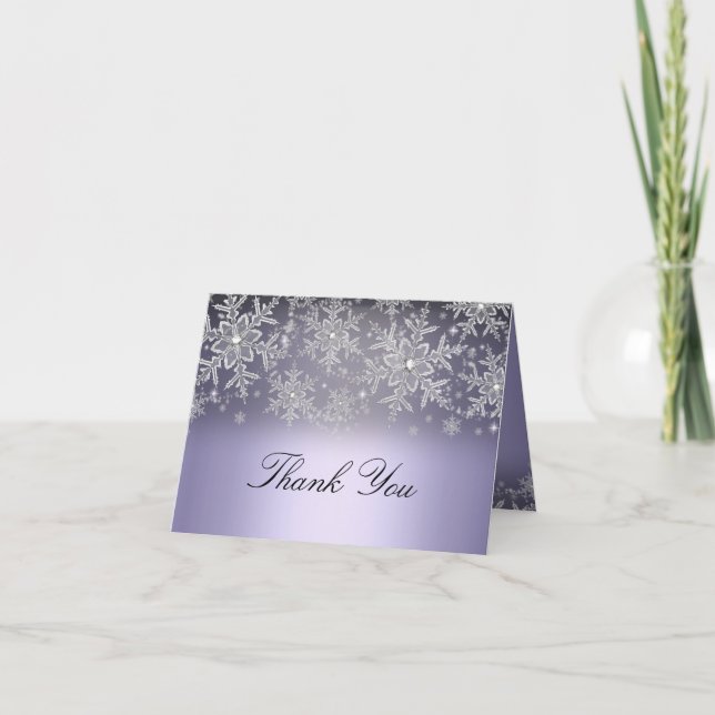 Cartão de Agradecimento Floco de Neve Cristal Roxo (Frente)