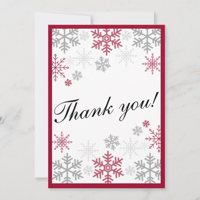 Cartão De Agradecimento Floco de neve, obrigado nota (Frente)