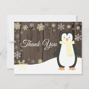 Cartão de Agradecimento Floco de Neve Pinguim de I