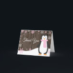 Cartão De Agradecimento Floco de neve russo de Pinguim-de-inverno rosa<br><div class="desc">Cartões de agradecimentos Rosa com Floco de Neve de Pinguim-Inverno Russo</div>