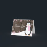 Cartão De Agradecimento Floco de neve russo de Pinguim-de-inverno rosa<br><div class="desc">Cartões de agradecimentos Rosa com Floco de Neve de Pinguim-Inverno Russo</div>