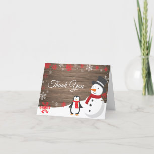 Cartão De Agradecimento Floco de neve vermelho de Natal russo