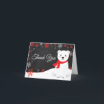 Cartão De Agradecimento Floco de neve vermelho do urso polar de inverno<br><div class="desc">Cartões de agradecimentos de Quadros Quadrados de Quadros de Alquilagem Vermelha de Urso Polar de inverno</div>