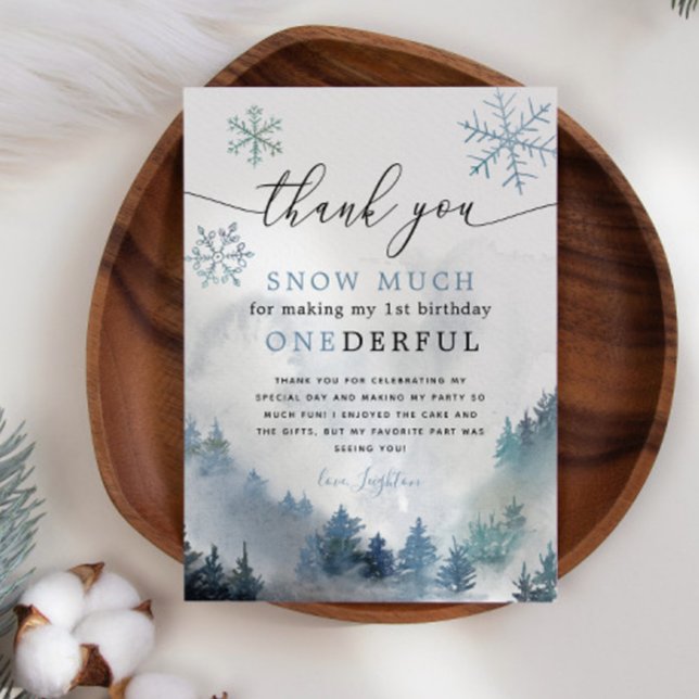Cartão De Agradecimento Flocos de neve azuis UM primeiro aniversario marav (Criador carregado)