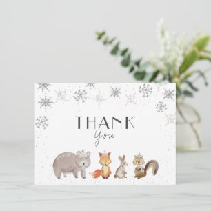 Cartão De Agradecimento Flocos de Neve de Inverno, Aniversário de Animais,