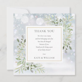 Cartão De Agradecimento Flocos de neve de inverno Poema Chá de fraldas ver