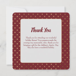 Cartão De Agradecimento Flocos de neve Dourados de Feriado Vermelho Vintag