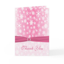Cartão de Agradecimento Flocos de Neve Rosa e Bran