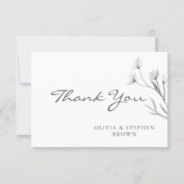 Cartão De Agradecimento Flor branca elegante e simples, desenhada à mão. C