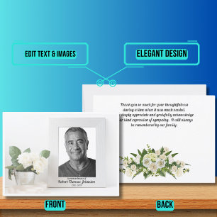 Cartão De Agradecimento Flor Branca Funeral e Simpatia Fotográfica