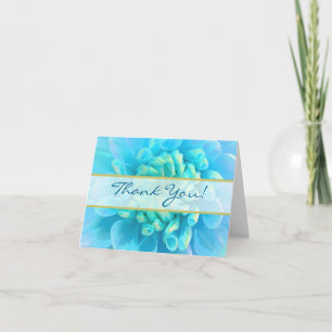 Cartão De Agradecimento Flor de Casamento Azul Turquesa Obrigado