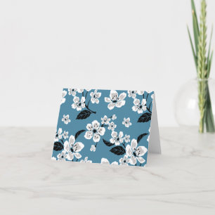 CARTÃO DE AGRADECIMENTO FLOR DE CEREJEIRA - SAKURA (AZUL FUMÊ)