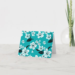 CARTÃO DE AGRADECIMENTO FLOR DE CEREJEIRA - SAKURA (TURQUESA)