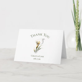 Cartão De Agradecimento Flor de Lírio de Casamento Elegante e Personalizad