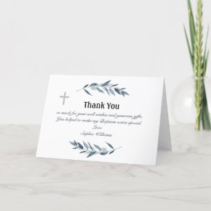 Cartão De Agradecimento Flor de oliveira de cor simples Batismo