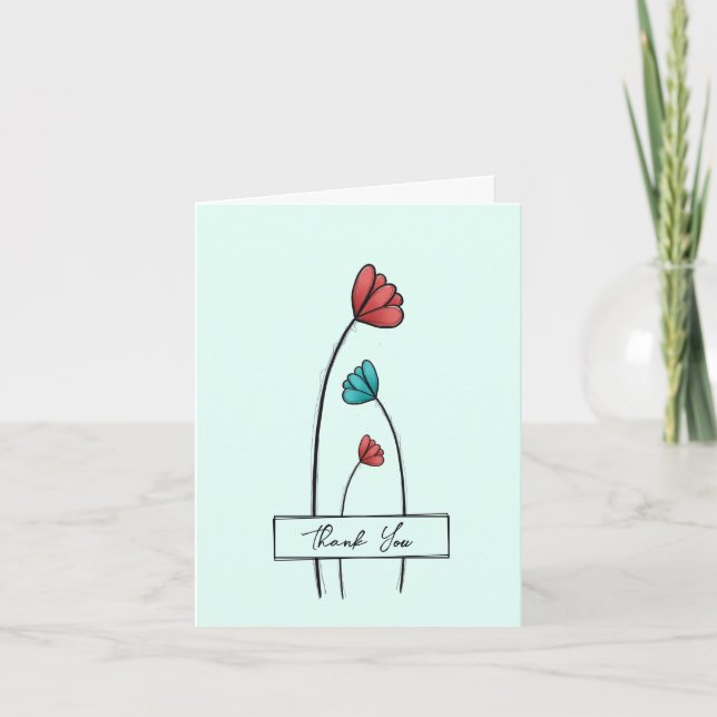 Cartão De Agradecimento Flor de Teto Vermelho (Frente)