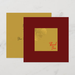Cartão De Agradecimento Flor Dourado Elegante Vermelho Real