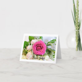 Cartão De Agradecimento Flor Floral Rosa de Jardim Rosa Elegante