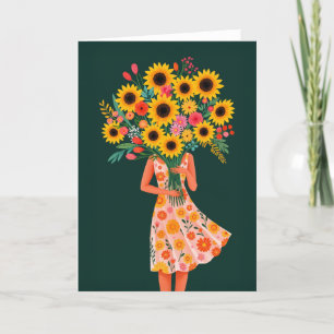 Cartão De Agradecimento Flor Girl Colorida