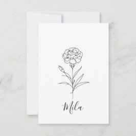 Cartão De Agradecimento Flor Personalizada de Nascimento do Cravo de Janei