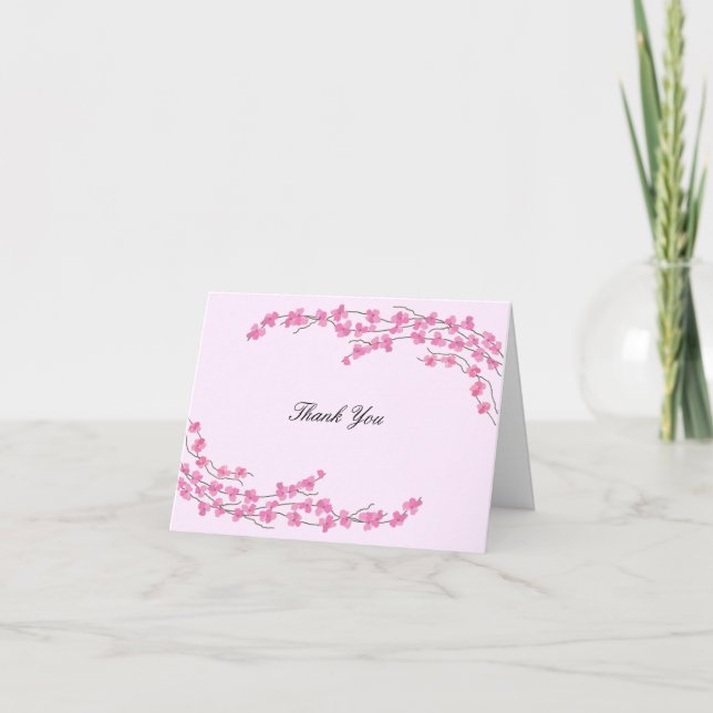 Cartão De Agradecimento Flor Rosa Elegante Obrigado (Frente)