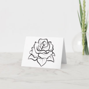 Cartão De Agradecimento Flor Rosa Preta e Branca - Olá, Amor